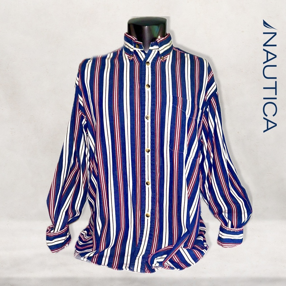 Men’s Nautical Vintage Stripe Button Down Shirt